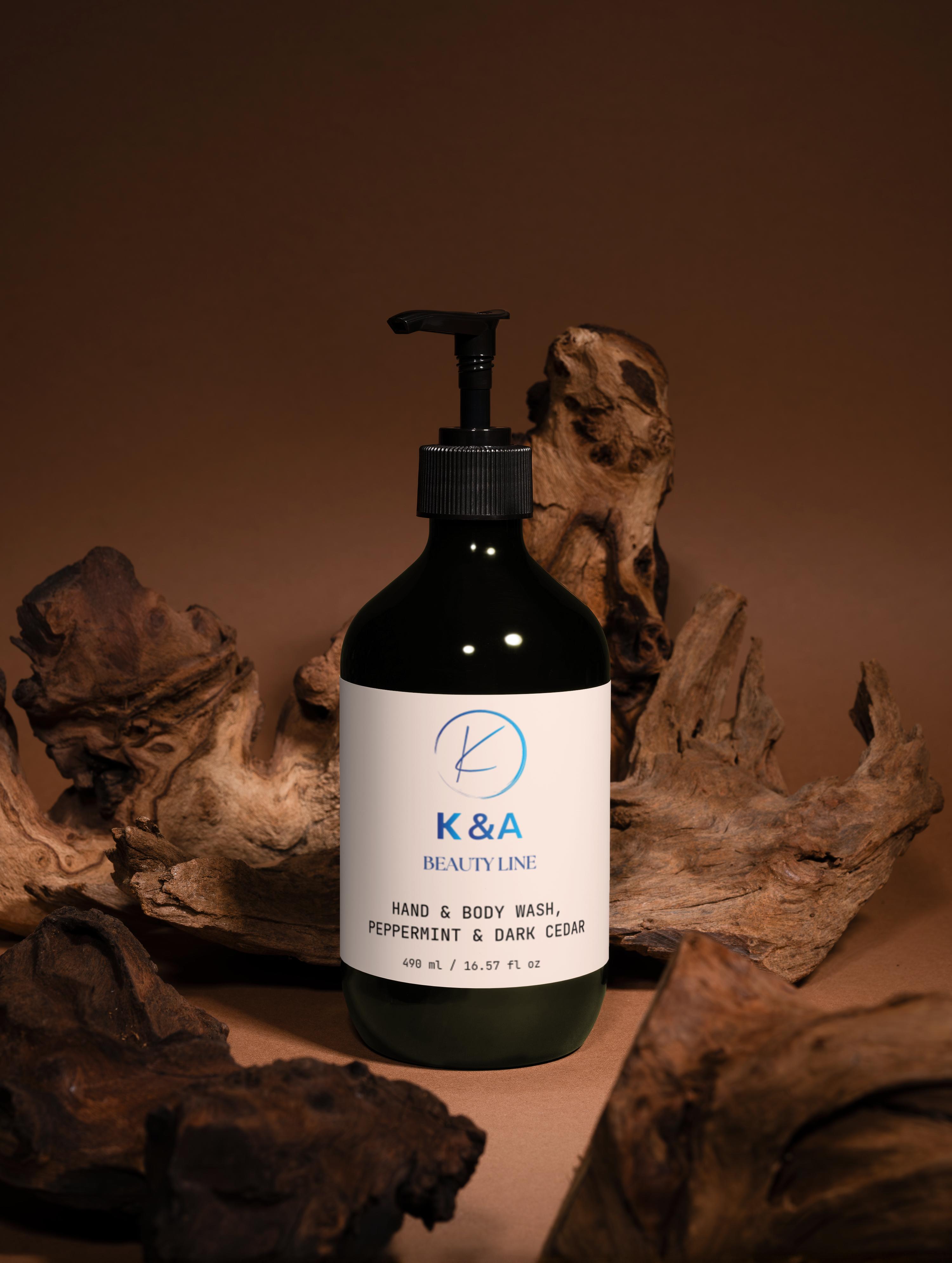 Hand & Body Wash, Peppermint & Dark Cedar